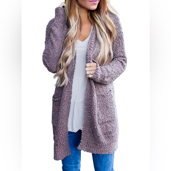 MEROKEETY Women's Long Sleeve Soft Chunky Knit Sweater Open Cardigan Size Small. - Picture 2 of 7